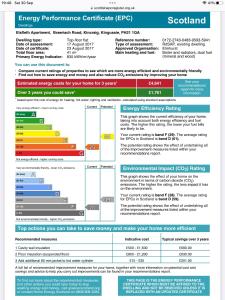 a screenshot of the emergency performance certificate efcu document at Riverside Hideaway in Kincraig