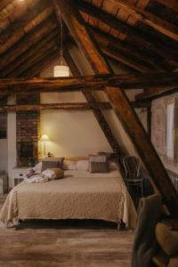 a bedroom with a large bed in an attic at Casa Rural Valle de Tena in Sallent de Gállego