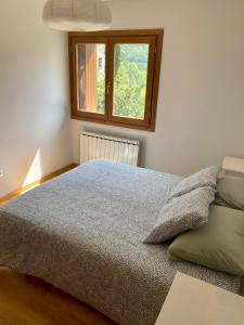 1 dormitorio con cama y ventana en Apartamento Balcón del Ésera, en Villanova