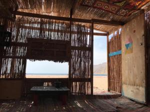 Peace land camp في نويبع: غرفة مفتوحة مطلة على الشاطئ