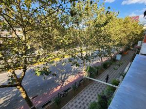 an overhead view of a street with trees and water at Apartment Sweet 21 in Tirana