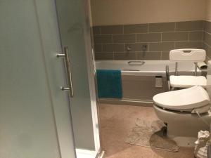 ein Bad mit einem WC und einem Waschbecken in der Unterkunft STACK YARD COTTAGE. in Cambridge