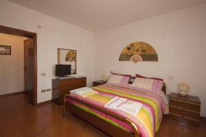 a bedroom with a bed and a television in it at Agriturismo La Gazzella in Cura Nuova