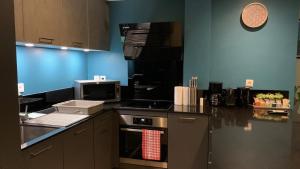 Kaili Ocean view luxury 2BR AC throughout Fiber Wifi & Pool的厨房或小厨房