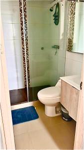 a bathroom with a toilet and a shower and a sink at Apartamento completo in Ibagué