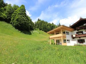 a house on the side of a grassy hill at Charming Apartment in Kirchberg in Tirol with Private Garden in Kirchberg in Tirol