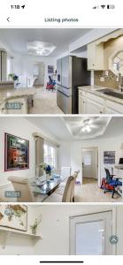 SmartHome-Omaha Homestay Rooms في أوماها: صورتين مطبخ وغرفة معيشة