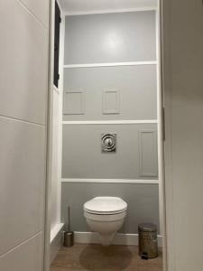 a bathroom with a white toilet in a room at Appartement centre historique in Albi