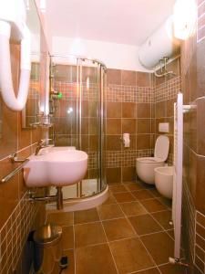 a bathroom with a sink and a shower and a toilet at Residenza Gildo in Frabosa Soprana