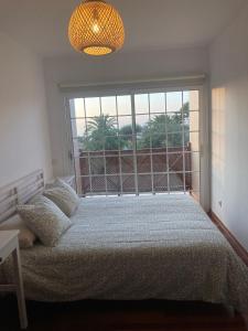 1 dormitorio con cama y ventana grande en Xanadu Coliving en Santa Úrsula