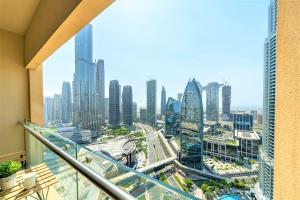 Nespecifikovaný výhled na destinaci Dubaj nebo výhled na město při pohledu z apartmánu