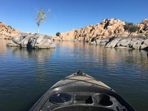 a view from the front of a kayak on a river at Prescott Luxury Home near Golf Course and Airport home in Prescott Valley