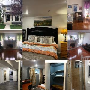 a collage of different pictures of a bedroom at hidden valley new basement suite with private bathroom! in Calgary