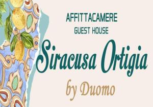 a banner for a guest house with a card with a hand drawn pineapple at Siracusa Ortigia by Duomo in Siracusa