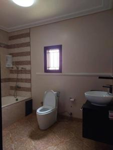 a bathroom with a toilet and a sink at Aspen Luxury Villa in Accra