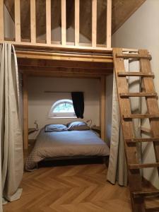 een stapelbed met een ladder in een kamer bij La Basse Aubin in Épinal