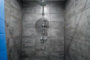 a shower with a shower head in a bathroom at Apartment in Vilnius Center in Vilnius