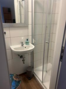 Ένα μπάνιο στο Ferienwohnung Siegen Eiserfeld 5