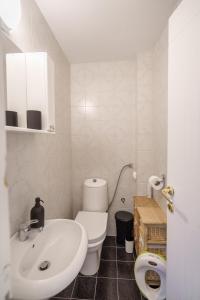 a bathroom with a white toilet and a sink at The Greens Family House in Zlatibor