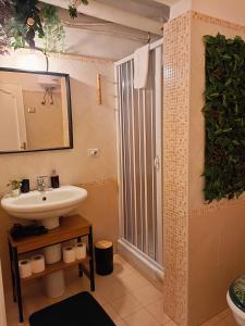 カターニアにあるVichomeのバスルーム(シンク、鏡付きシャワー付)