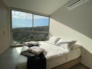 Postel nebo postele na pokoji v ubytování Colibrí Arena - Santa Marta - Aparta Suite 1019 + 7 fotografií