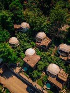 an overhead view of a group of buildings with roofs at Sapanca Dome Glamping in Sapanca
