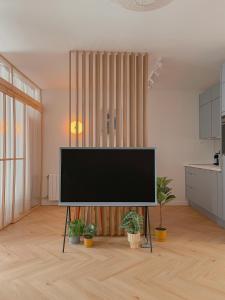 Televízia a/alebo spoločenská miestnosť v ubytovaní Nørdic Design Apartment with Terrace