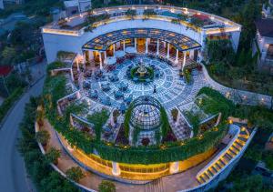 an overhead view of a garden in a building at Silk Path Grand Sapa Resort & Spa in Sa Pa