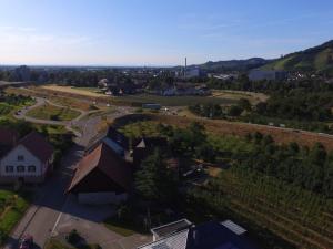 eine Luftansicht eines Dorfes mit einem Haus und einer Straße in der Unterkunft Ferienhof Vordere Alm in Oberkirch