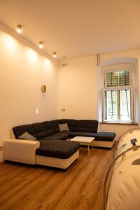 a living room with a couch and a table at Stay & Heal Apartman in Rogaška Slatina