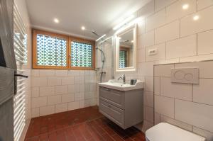 a bathroom with a sink and a toilet at Bohinj Barn in Bohinj