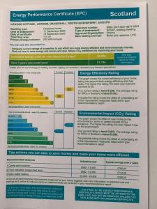 a screenshot of a datasheet for the energy performance certificate evp at Lowood Cottage in Edinburgh