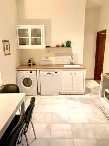 塞維利亞的住宿－Recaredo Apartments，厨房配有水槽和洗衣机