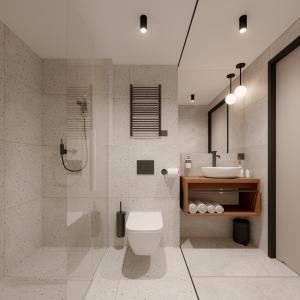 een badkamer met een douche, een toilet en een wastafel bij Hotel Milo Gdansk Airport in Gdańsk