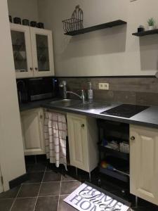 a kitchen with a sink and a counter top at Petite maison Liégeoise «la cabane de Liège» in Liège