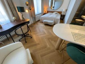 Voodi või voodid majutusasutuse Exclusive one room apartment next to Zürich main station toas