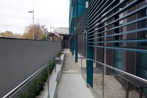a hallway of a building next to a building at Zero Davey Boutique Apartment Hotel in Hobart