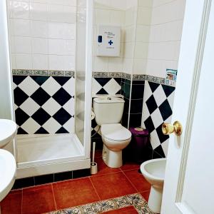 a bathroom with a toilet and a shower at Donde Antonio in Granada