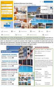 a page of a website with a picture of a building at Residencial Marcomar Casa Azahar in Alcossebre +49 photos