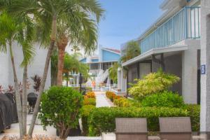a building with palm trees and plants in front of it at 247-B - Madeira Beach Yacht Club in St Pete Beach