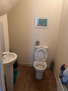 a bathroom with a white toilet and a sink at Shropshire in Parkside