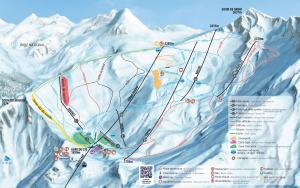 eine Karte eines Skigebietes mit Bergen in der Unterkunft LE CENTRAL studio mezzanine in Cauterets