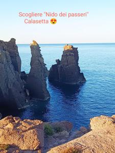 Una foto de algunas rocas en el agua en Casa Vacanze Fronte Mare Calasetta "CA' U CAPPUN", en Calasetta