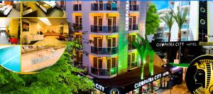 a collage of photos of a building with a pool at Cleopatra City Hotel Alanya in Alanya