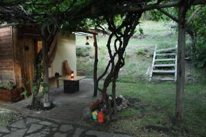 mały domek z ławką i drabiną w obiekcie ChacraKremen w mieście El Bolsón