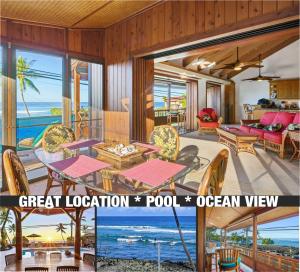 a house on the beach with a view of the ocean at Seahorse Luxury Suite at Seaspray Oceanview in Kailua-Kona