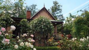 a small house with a gate and flowers at Gladstone House in Beechworth