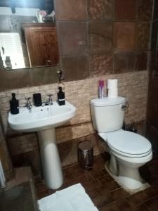 een badkamer met een toilet en een wastafel bij Harties Lodge - Private Suite in Hartbeespoort