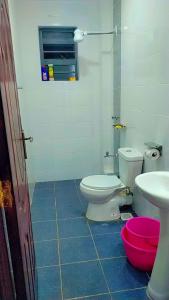 a bathroom with a toilet and a sink at Carlyle comfort home in Thika