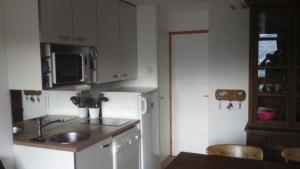 een kleine keuken met een wastafel en een koelkast bij Résidence le Bilboquet 112 in La Plagne Tarentaise